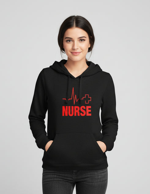 Black Nurse Hoodie – Medical Pulse - Cross Design